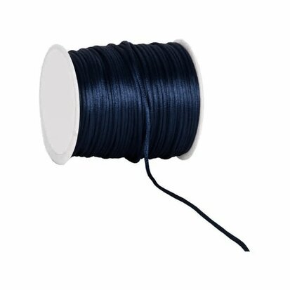 Satijn koord 2 mm donker blauw rol 100 meter