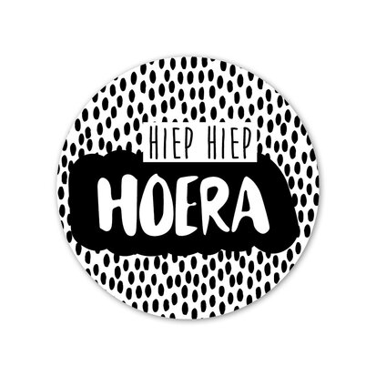 Ronde stickers hiep hiep hoera 4.5 cm 10 stuks