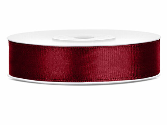 Dubbelzijdig satijn lint 6 mm breed bordeaux rood