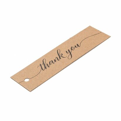 Kraft label thank you 2 x 7 cm 10 stuks