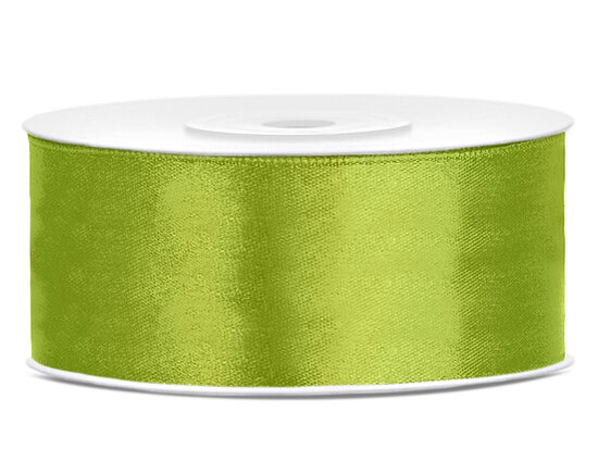 Dubbelzijdig satijn lint 25 mm lime groen