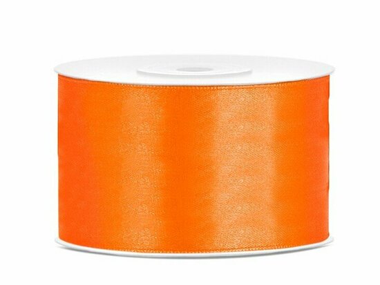 Satijn lint 38 mm breed feloranje 6 meter