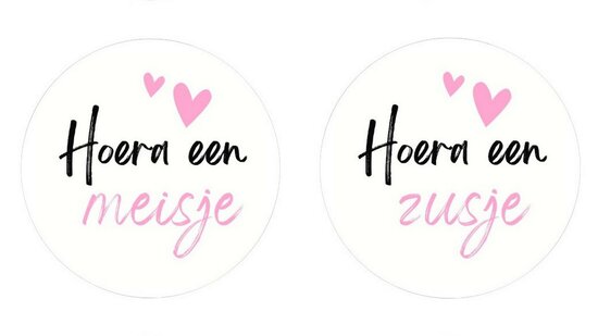 Geboortebedankjes roze papfles sticker 