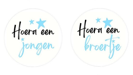 Geboortebedankjes blauw papfles sticker 