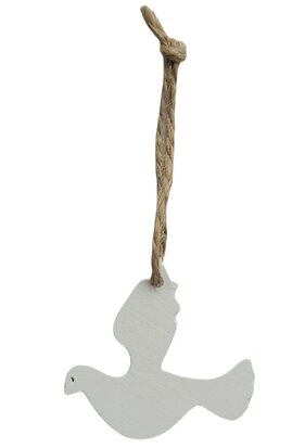 Houten hanger duif wit 5 cm
