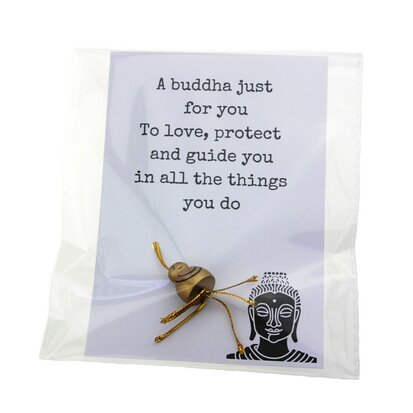 Gelukszakje kaart wit a buddha just for you met gelukspoppetje boeddha goud