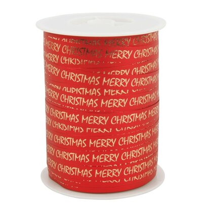 Krullint  merry christmas met ster rood goud print 10 meter