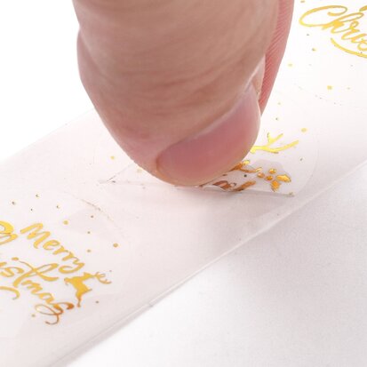 Stickers transparant goud tekst merry christmas 10 stuks