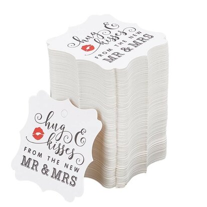 Label wit hug and kisses from the new mrs and mrs 10 stuks