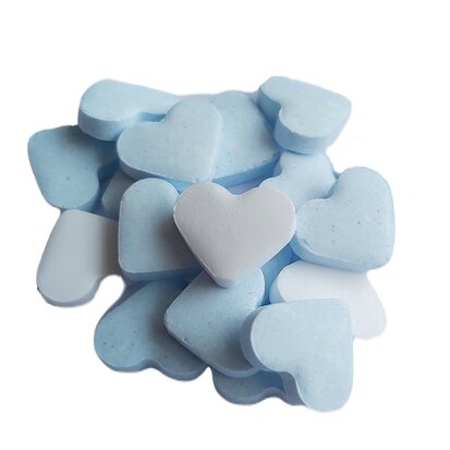 Dextrose hartjes wit-licht blauw 