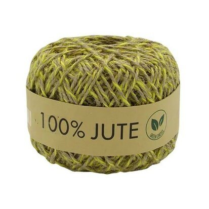 Jute touw 2 kleurig geel-naturel 1.5 mm dikte 100 meter bol