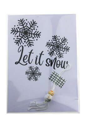 Kaart let it snow met gelukspoppetje