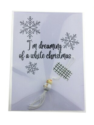 Kaart I'm dreaming of a white christmas met gelukspoppetje