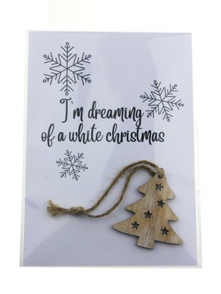 Kaart I'm dreaming of a white christmas met houten hanger