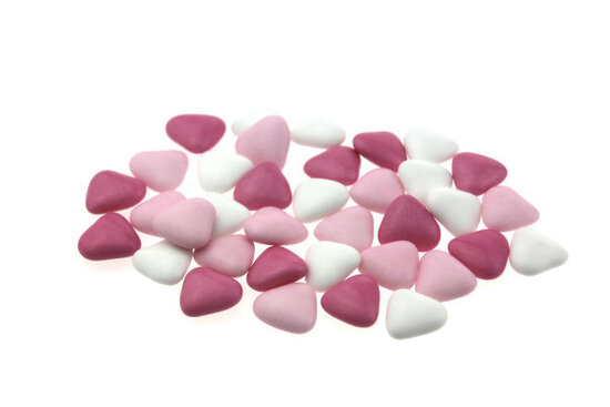 Doopsuiker hartvormig mini mix roze