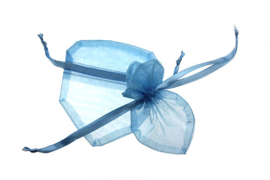 Organza zakje Hartvormig Licht blauw