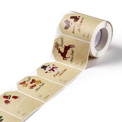 Label kraft stickers kerst mix 10 stuks
