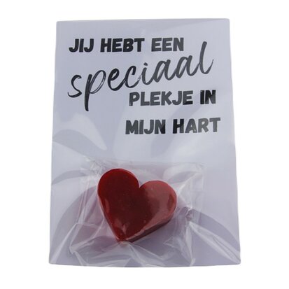 Kaart wit zeep hart jij hebt een speciaal plekje in mijn hart