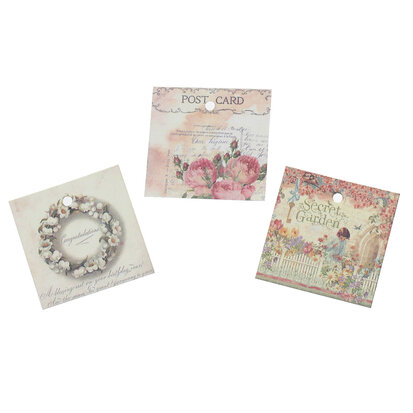 10 Kaartjes Mix vintage vierkant flower