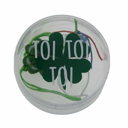 Geluksdoosje plexi rond klavertje toi toi toi