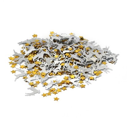 Kerst confetti strooimix zilveren rendier en gouden sterretjes