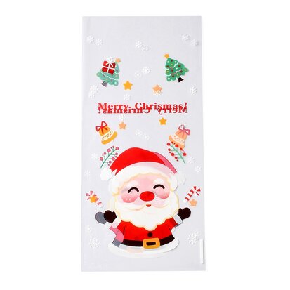 Cellofaan zakjes merry christmas mix printjes zonder plakstrip 12.5 x 27 cm 10 stuks