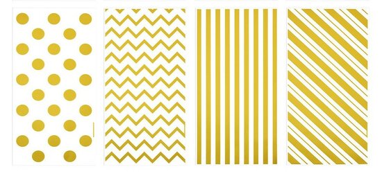 Cellofaan zakjes goud printjes mix onder plakstrip 12.5 x 27 cm 10 stuks