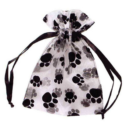 Organza zakjes 9 x 12 cm wit met pootafdruk