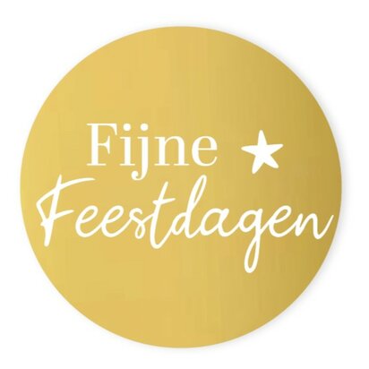 Ronde stickers 4 cm fijne feestdagen met goud metallic 10 stuks