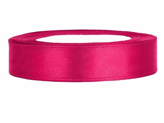 Satijn lint 1 cm breed fuchsia 100 meter