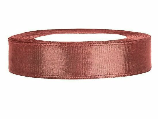 Satijn lint 1 cm breed donker oud roze 100 meter rol