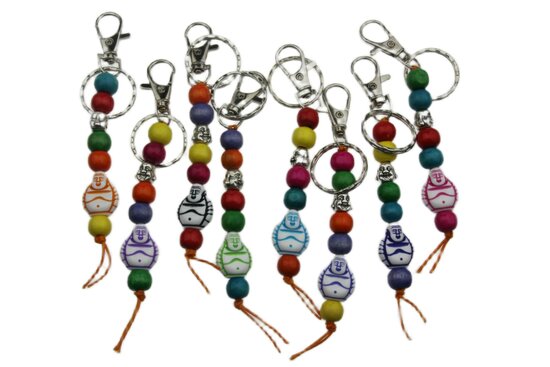 Sleutelhanger gelukspoppetjes lachende boeddha mix luxe