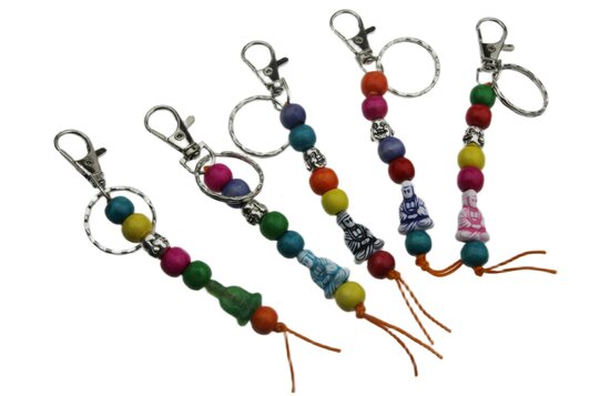 Sleutelhanger gelukspoppetjes boeddha meditatiehouding mix luxe