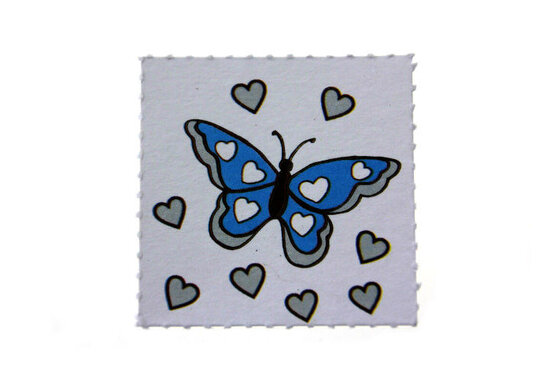 Label vlinder Aqua