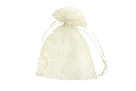 Organza zakjes 12.5 x 17.5 cm ivoor