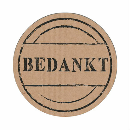 10 Ronde kraft stickers BEDANKT