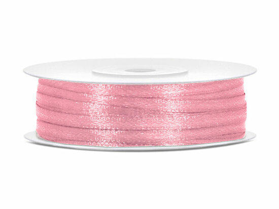 Roze satijn lint 3 mm breed