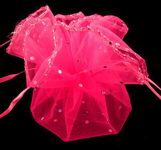 Organza cirkel fuchsia met stipje