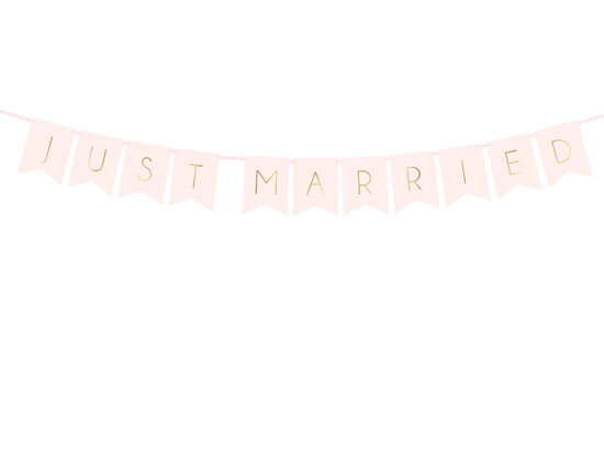 Slinger just married licht roze metalic goud bedrukt