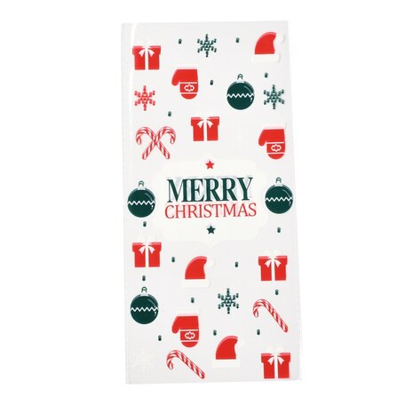 Cellofaan zakjes merry christmas zonder plakstrip 12.5 x 27 cm 10 stuks