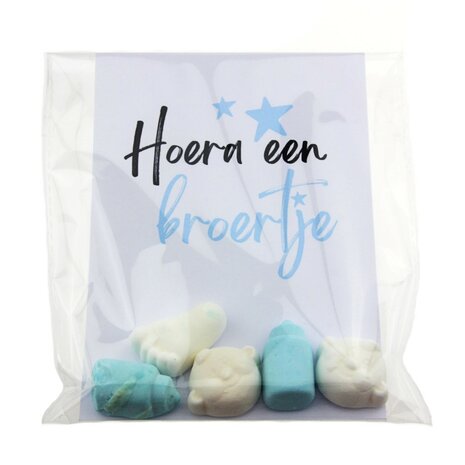 Geboortebedankje hoera een zusje of broertje geboortesnoepjes