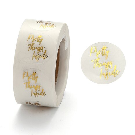 Sticker transparant met goud tekst pretty things inside