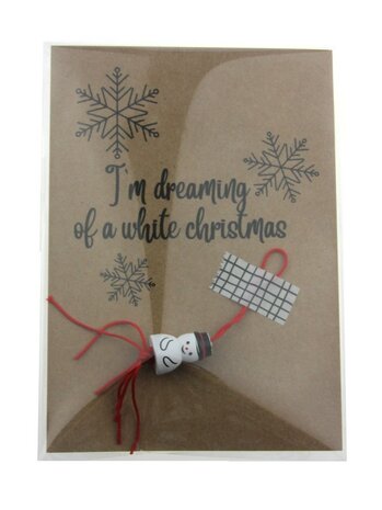 Kaart I'm dreaming of a white christmas met gelukspoppetje