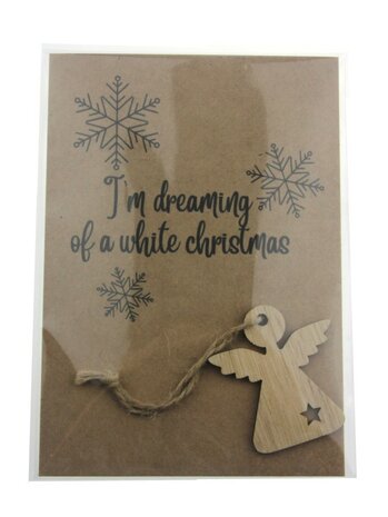 Kaart I'm dreaming of a white christmas met houten hanger