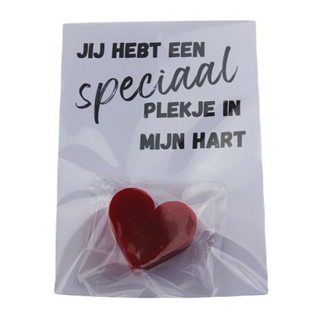 Kaart wit zeep hart jij hebt een speciaal plekje in mijn hart