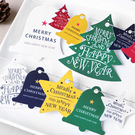 Kerst label mix 14 stuks op vel
