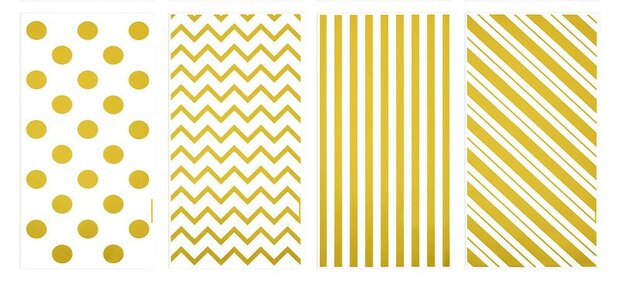 Cellofaan zakjes goud printjes mix onder plakstrip 12.5 x 27 cm 10 stuks