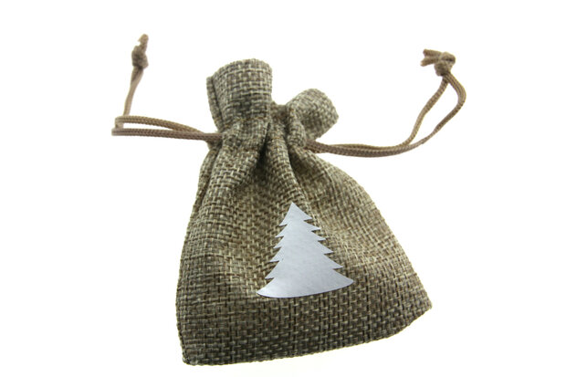 Jute zakjes naturel kerstboom wit