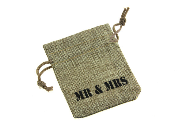 Jute zakjes mr en mrs 7 x 9 cm