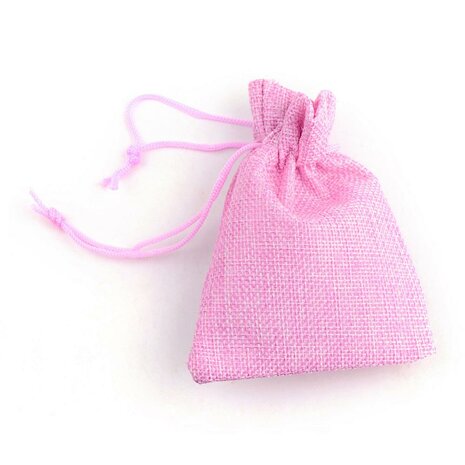 Jute zakje roze 7 x 9 cm